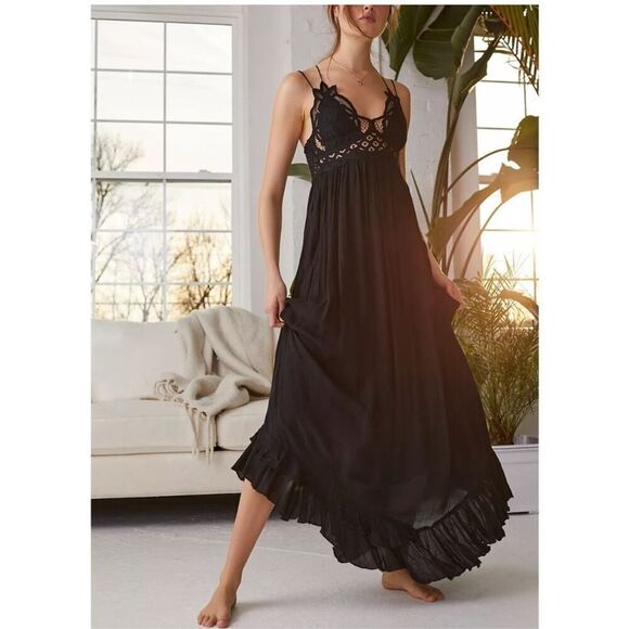 Free People Adella Maxi Dress - Lace Bodice, Cross straps open back – Excellent - Picture 4 of 12